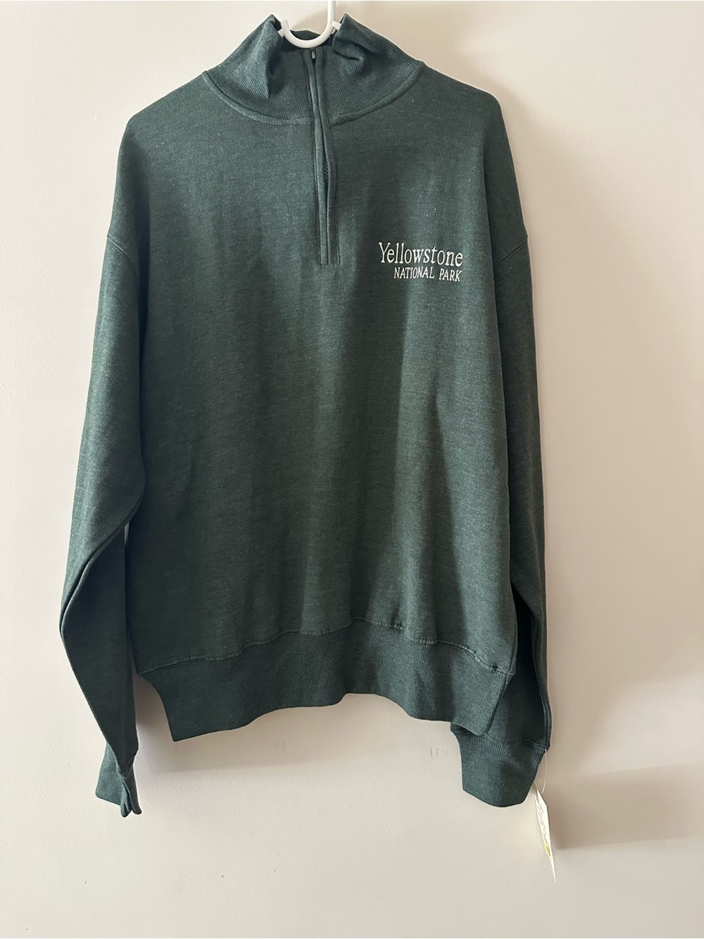 Men's Yellowstone National Park Half-Zip Sweatshirt - Forest Green